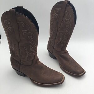 El General Limited Edition Mens Brown Leather Square Toe Western Cowboy Boots 8